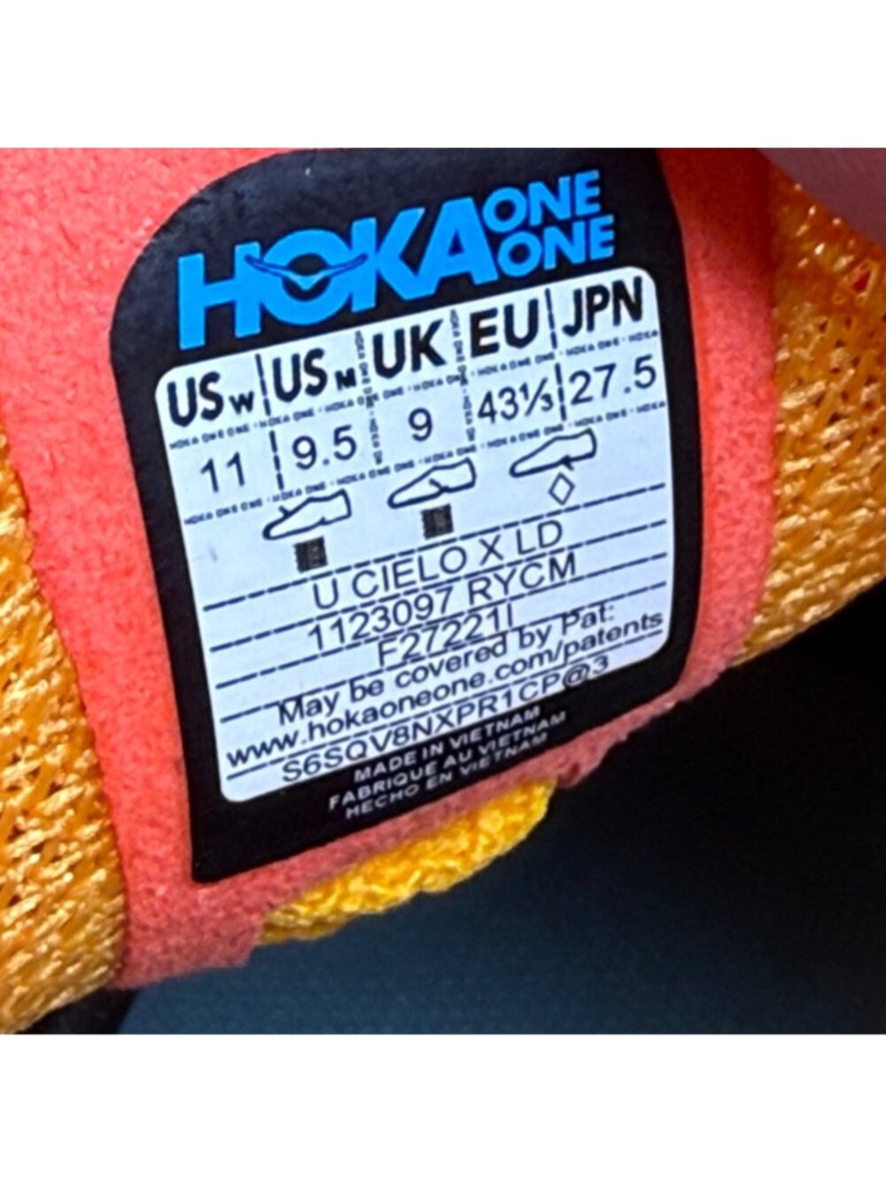 HOKA CIELO X LD Sz Mens 9.5/W11.5 Track & Field Cleat Radiant Orange Wspikes/Key - Picture 5 of 10